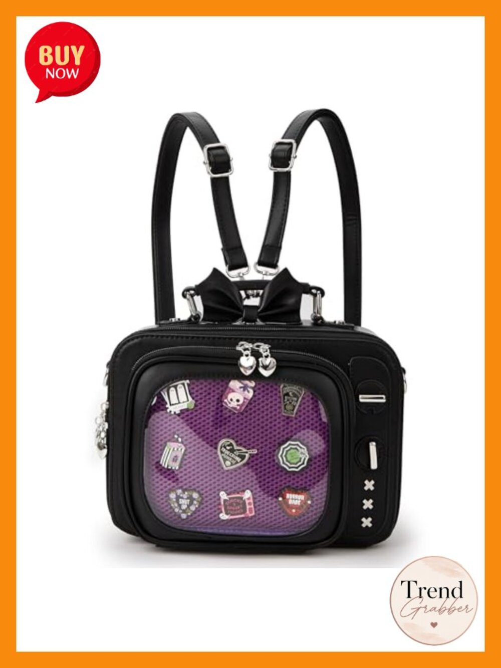 Retro TV Shaped Ita Bag Pin Display Backpack with 2 Inserts